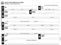 Selective Service System change of information form